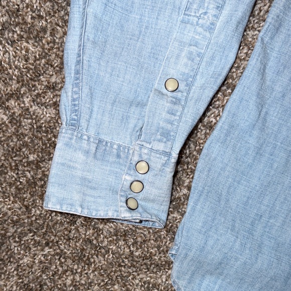 VTG Rare Polo Ralph Lauren Light Wash Denim Western Button Up Pearl Snap Shirt - Picture 4 of 8
